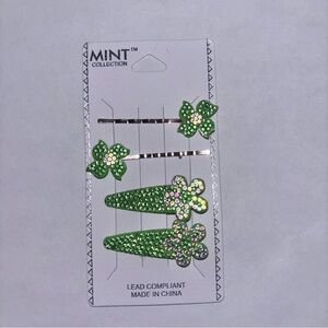 Mint Collection Green Hair Clips Set